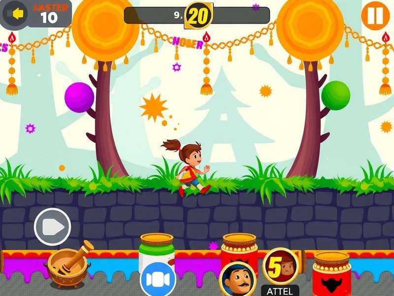 Holi Swift Runner gameplay guide showing optimal paths